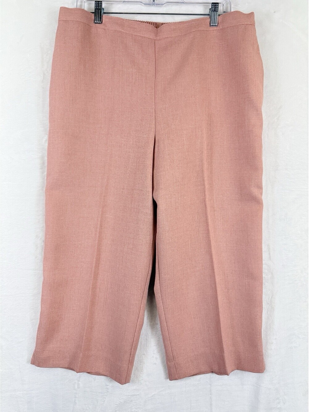 Alfred Dunner Capri Pants 16 Blush Pink Womens Textures Pull On Elastic Waist